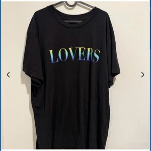 Black T-Shirt with Colorful 'LOVERS' Print
